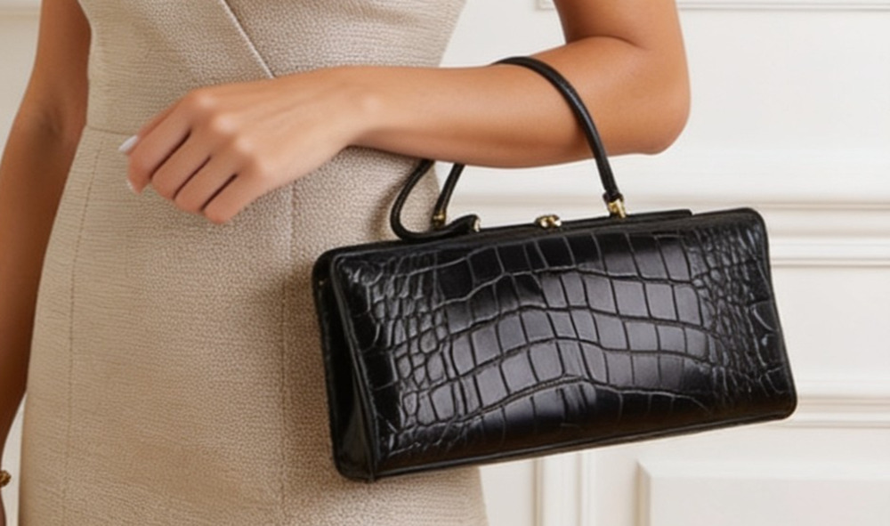 Gioe vintage inspired leather embossed handbag purse